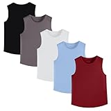 Phedrew 5 Pack Boys Youth Kids Mesh Athletic Quick Dry Tank Tops Moisture Wicking Active Sleeveless Shirts (Age 4-18)