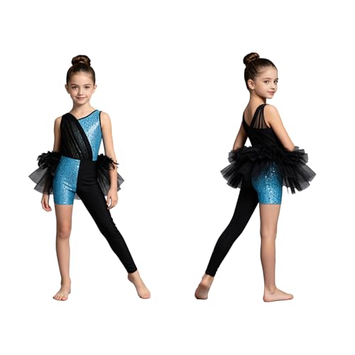 Combinaison danse jazz filles leotard avec jupe de gymnastique Jhaoyu