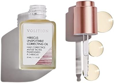 Volition Beauty Hibiscus Unspottable Correcting Facial Oil - Non-Greasy Hyperpigmentation & Dark Spot Face Oil - Hibiscus Oil & Licorice Root Extract Help Even Skin Tone, Vegan (35ml / 1.1 fl oz)