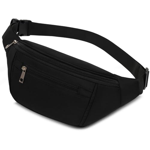 Bauchtasche Gürteltasche Hüfttasche Sport für Damen Herren Wasserdicht Bauchtasche Doggy Bag Outdoor Groß Handytasche Umhängetasche Camping Wandern Fitness Fahrrad Running (Schwarz)