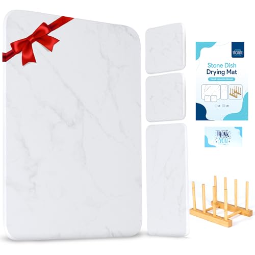Stonite Stone Drying Mat For Kitchen Counter BUNDLE - Oversink Dish Drying Rack Dish Drying Rack Made with Absorbent Materials