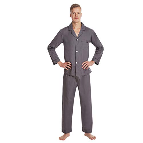 EVERDREAM Men’s Pajama Set, Solid Lightweight Botton Down Pajamas for Men3