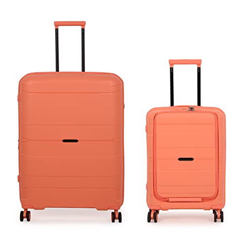 Image of it luggage Momentous Fusion Coral Set of 2-28 & 20 inches Cabin with Padded Laptop Section & Large Expandable Polypropylene Hardsided with TSA Lock & Wet Pouch Inside 8 Wheel Trolley Bag