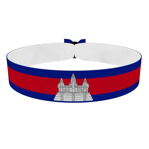 Druck-Palast Bracelet Drapeau du Cambodge - Bracelet en tissu unisexe - Imperméable et durable - Merchandise du Cambodge - Idées cadeaux pour les fans de sport - Souvenir du Cambodge