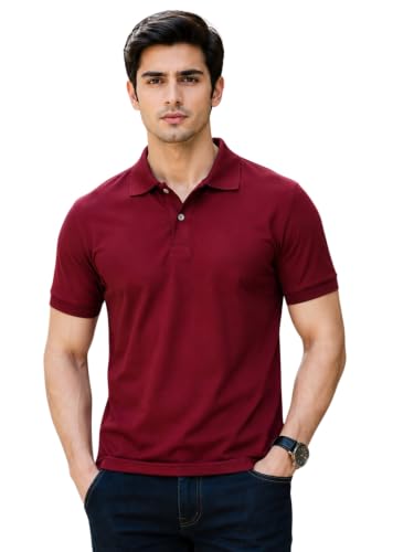 Image of MANTICORE Men's Cotton Blend Regular Fit Polo Neck Half Sleeve Solid Casual T-Shirt | Polo T-Shirt for Men - KSMPT-01