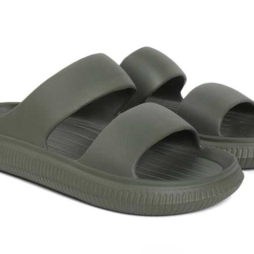 Image of Aqualite Men's Slides Slippers | Slip-On Comfort Flipflop Flat Base, Anti-Skid Sole & Lightweight | Casual Home & Outdoor Sandal for Men