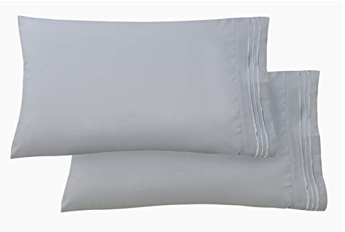 Luxury Ultra-Soft 2-Piece Pillowcase Set 1500 Thread Count Egyptian Quality Microfiber - Double Brushed - - Wrinkle Resistant, King Size, Silver Blue