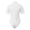 Metallic Bodysuit for Women Leather Catsuit Lingerie Vinyl Skinny Jumpsuit PVC Clubwear Cosplay Outfit (White, L) #3