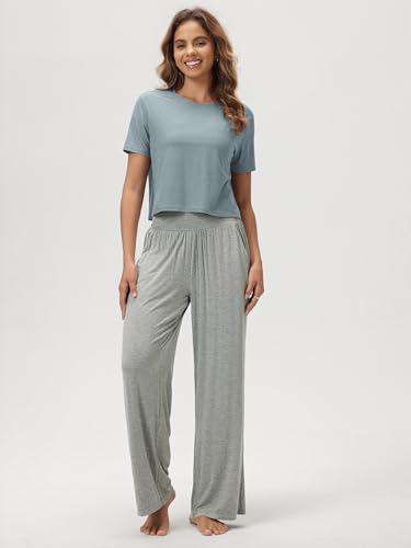 Image of ODODOS Women's Wide Leg Palazzo Lounge Pants with Pockets Light Weight Loose Comfy Casual Pajama Pants-26 /28 /30 inch /32 inch Inseam