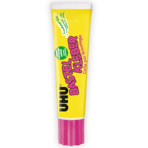 UHU Bastelkleber Standtube, Lösungsmittelfreier Weißleim zum Basteln und kreativen Gestalten, 90 g