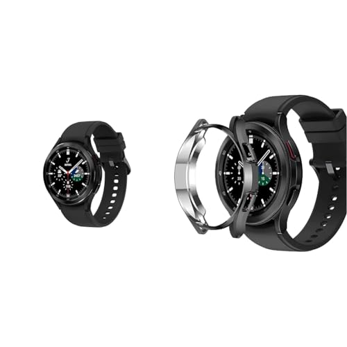 Image of Samsung Galaxy Watch4 Classic Bluetooth(4.6 cm, Black, Compatible with Android Only) & Tempered Glass