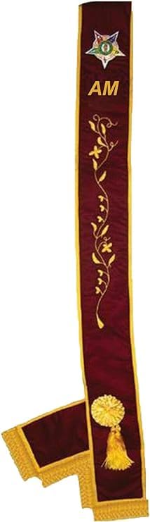 Order of The Eastern Star OES Amaranth Associate Matron AM Sash, A.M. Embroidered Church Sash