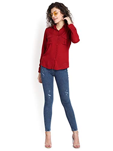 Image of C.Cozami Casual Long Sleeves Double Pocket Women's Rayon Shirts