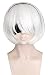Topcosplay Women's Short Wig White Halloween Costume Cosplay Wig with Long Bangs