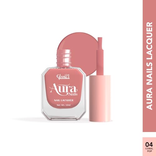 Image of Glam21 Aura Nails Nail Lacquer |Long-Lasting, Quick-Dry, High-Shine Nail Enamel|Chip-Free Formula|Smooth Application & Vibrant Finish| 10ml Each| Pack Of 2 (Luxe Nude & Toasted Nude)