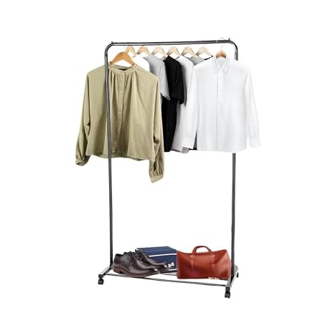 USTECH Heavy Duty Garment Rack with Sturdy Wheels | 450 lb Load Capacity | Adjustable Metal Clothing Anti-Slip Rack for Hanging Clothes, Lockable for Stability (Single Rod) Cover