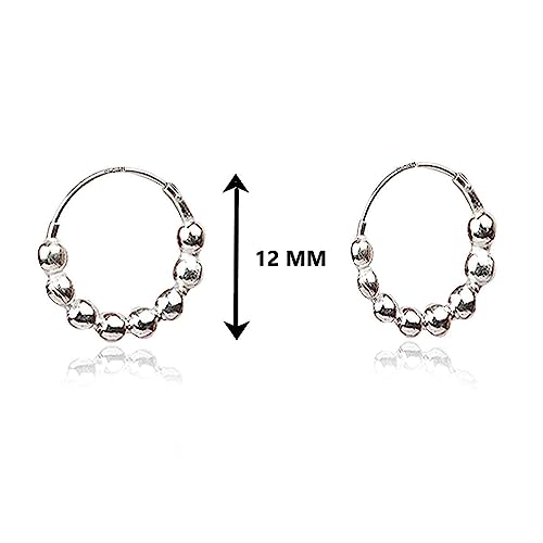 ELOISH 92.5 Sterling Silver Small Hoop Earrings for Women/Girls/Teenagers (12 MM Diameter Size, Silver Ornaments : 2 Grams) - Image 5