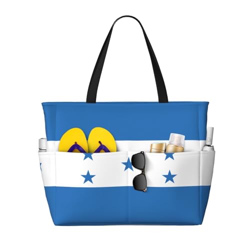 Flag of Honduras Beach travel bag, lightweight and reusable, suitable for family travel, gym and outdoor adventures.