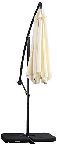 Outsunny 3(m) Garden Banana Parasol Cantilever Umbrella with Crank Handle, Cross Base, Weights and Cover for Outdoor, Hanging Sun Shade