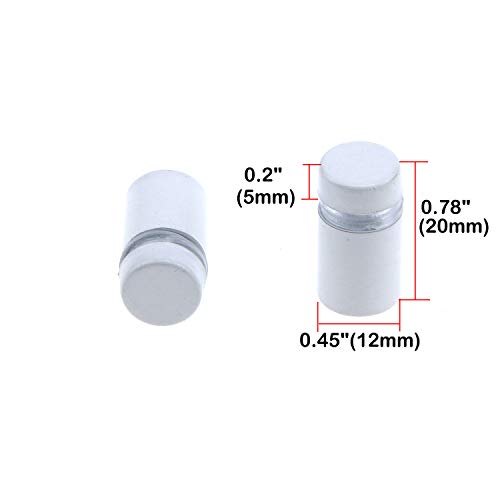 Image of Antrader 12-Pack Stainless Steel Glass Standoffs 1 /2 inch x 3 /4 inch,White | Wall Mount Standoff Holder Screws, Advertise Fixing Nail Sign Mounting Hardware for Displaying Acrylic Board and Signage