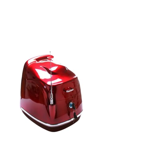 Deerouバイク用リアボックス トップボックス 35L バイクボックス 脱着可能 大容量 原付スクーター フルフェイス収納 ヘルメットラック 汎用アンテナ飾り (ブラック) (レッド) (マルーンレッド)