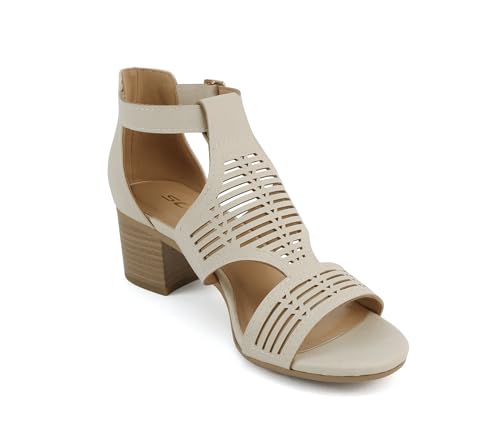 Image of Soda inchNorway inch ~ Women Open Toe Closed Back Counter Cutout Upper Low Block Heel Sandal with Adjustable Ankle Strap