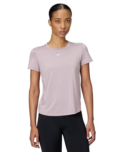 Nike Women's One Classic Dri-Fit Short-Sleeve Top, Light Violet Ore/White, Small