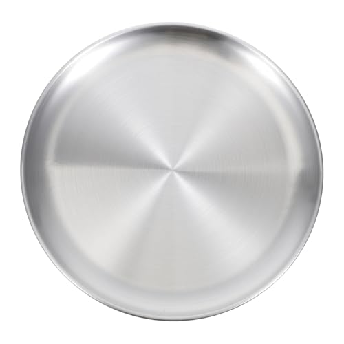 Cabilock 1 Pieza Bandeja Redonda Inoxidable para Servir Frutas y Asar Diseño Moderno y Antideslizante para Uso Doméstico y Reuniones