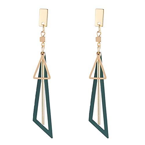 Kafu Fashion Simple Metal Triangle Dangle Earrings Vintage Multilayer Geometric Dangle Drop Earrings Lightweight Statement Earrings For Women Girl (Green) #TOP10