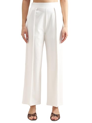Image of Tokyo Talkies Wide Leg Relaxed fit Korean Pants |Ultra Soft|High Rise Pleated Trousers |Workwear|Formal All Day wear