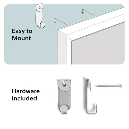 U Brands Farmhouse Linen Bulletin Board, 30" x 20", White Wood Style Frame, Includes Push Pins