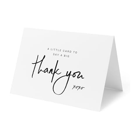 Blank Thank You Cards with Envelopes by ThreeKin - 25 Folded 3.5 x 5 Inch Cards for Weddings, Graduations, Baby Showers, Business & Birthdays - All Occasion Stationery Set, US Owned Business Cover