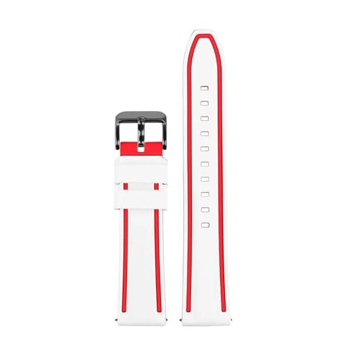 Silicone Sport Strap Compatible With Omega X Compatible With Swatch Moonswatch Quick Release Watch Band(White red black)