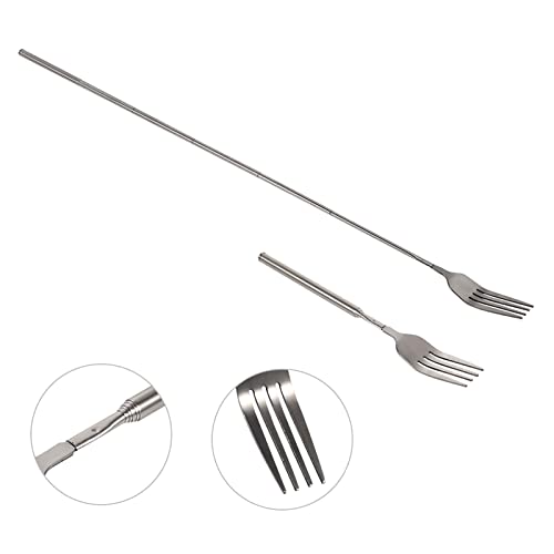 Ausziehbare Gabel, Edelstahl Teleskop Gabel mit Langem Griff, Teleskopgabel sehr Lang für BBQ Abendessen, Obstdessert mit Einziehbarem Design, zum Ausfahren 21, 6–64, 9 cm