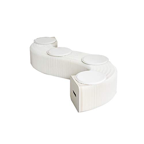White 6-seat Telescopic Stool Can Change Shape When Used as a Table (12-300)×31×42CM (Color : White, Size : (12-300)×31×42CM)