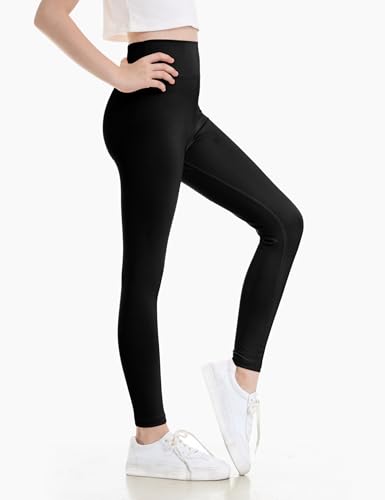 Girls Athletic Leggings Kids Lounge Workout Yoga Pants Solid Color High Waist Dance Running Active Tight for Teen2