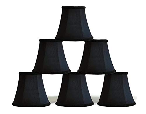 Urbanest Set of 6 Chandelier Mini Lamp Shade 5-inch, Bell, Clip On, Black