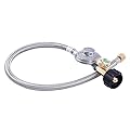 JEASOM 2 Feet Propane Regulator Hose with Gauge, Stainless Braided Hose for Most LP Grill Heater and Fire Pit Table, 3/8'' Female Flare Fitting