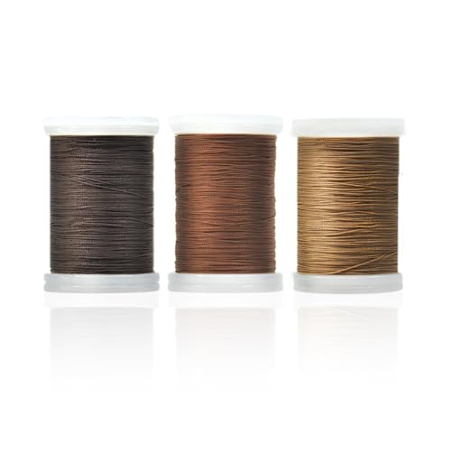 Heavy Duty Upholstery Thread Kit - 3 Spools Durable Bonded Nylon High-Strength & Fade-Resistant 218 Yds/Spool for Sewing Machines Leather Denim DIY Crafts | Coffee Brown Khaki