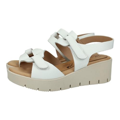 Sandales blanches 1725 pour marcher sans fatigue avec semelle compensée en gel