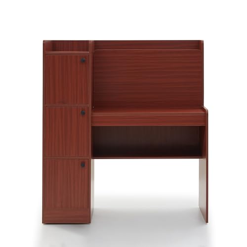 Image of Green Soul Nile Study Table| Writing and Computer Desk for Students, Adults, and Professionals | Engineered Wood | Safeli Brown|3 cabinets, 3 Shelves| 3 Year Warranty Installation Provided