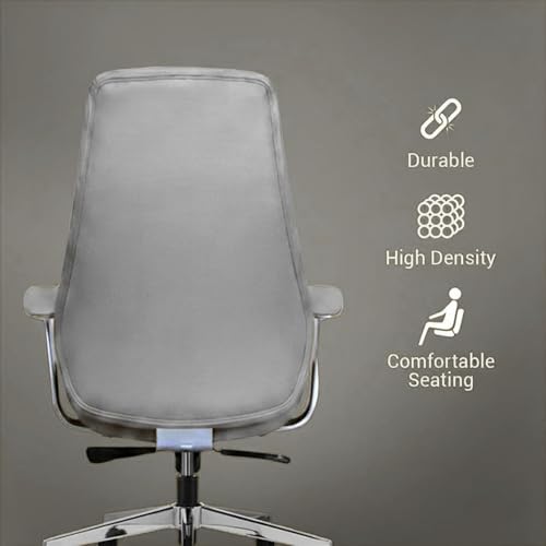 Image of Kepler Brooks Premium Executive Office Chair | Ergonomic High Back Leatherette Chair with Quilted Design, Adjustable Height & Multi Lock Recliner Tilt | Heavy-Duty Metal Base | Grey
