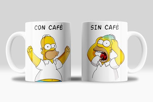newseny Taza Divertida de Homer - Frase ´Con Café, Sin Café´ -