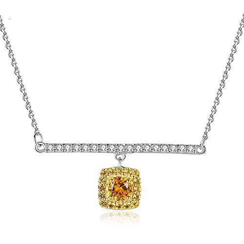 Collier géométrie carrée accessoire mode femmes avec pierre jaune