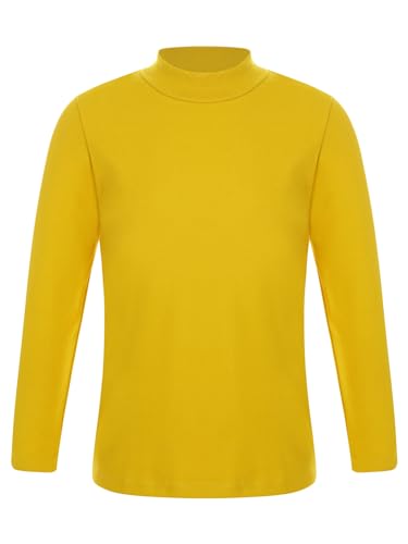 Zaldita Camiseta térmica de manga larga para niños y niñas, camiseta de manga larga, camiseta básica de capa, camiseta interior, jersey de entrenamiento, amarillo, 170-176