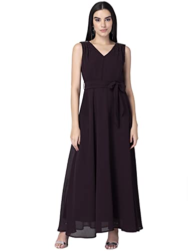 Image of FabAlley Women Maroon Embellished Maxi Dress