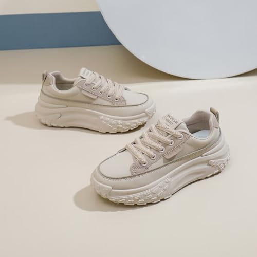 Womens Leather Lace Up Platform Sneakers Height Increase Fashion Casual Non-Slip Shoes for Walking Sport Work Office4