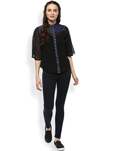 Image of RARE Women Black Solid Shirt Style Top (EP2085)