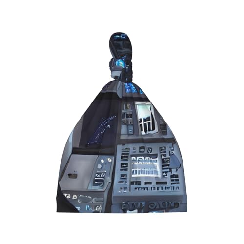 Newborn Baby Hat, Cabin of The Future Print Soft Top Knot Beanie Cap, Cute Baby Headwear for 0-6 Months Black