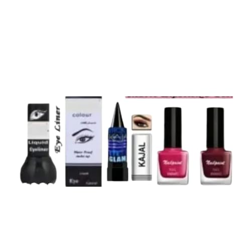 Milan'o di beauty Women's All Makeup Products Combo Set Eyeshadow Compact Foundation Liner Mascara 2 pcs lipstick 2 pcs liquid lipstick 2 pcs nailpolish Kajal Brush